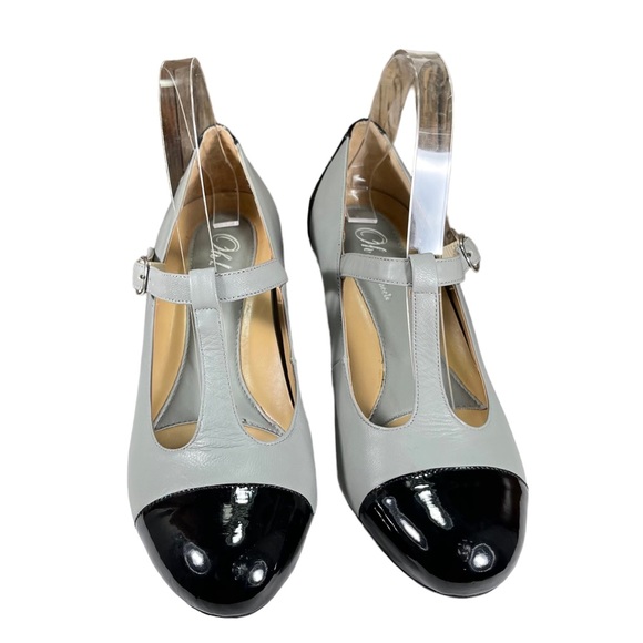 Oh! Healthy Heels Gray patent Leather Black mary Jane heels womens Shoes Size 8 - Picture 5 of 15